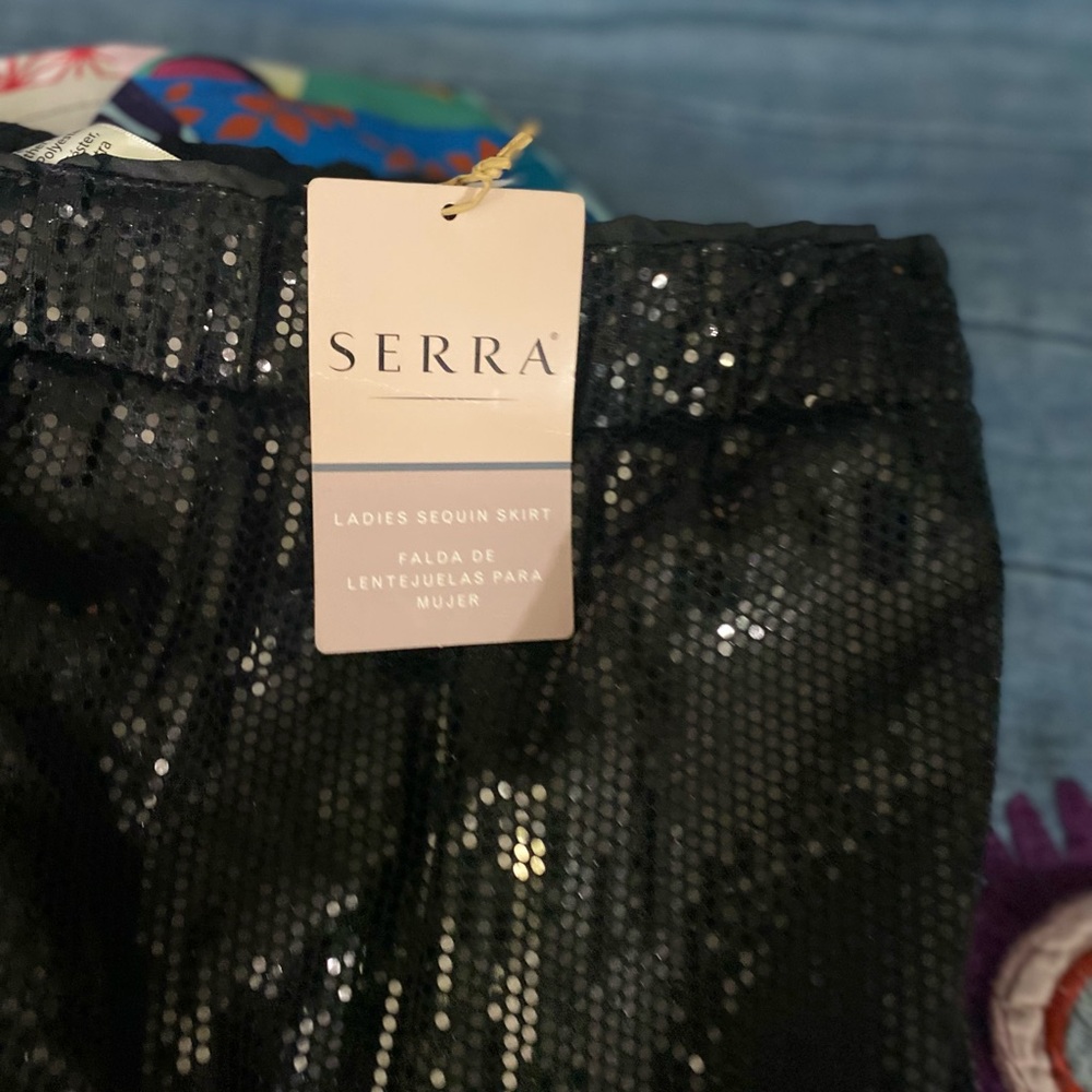 Serra Shimmering Black Sequin Skirt
